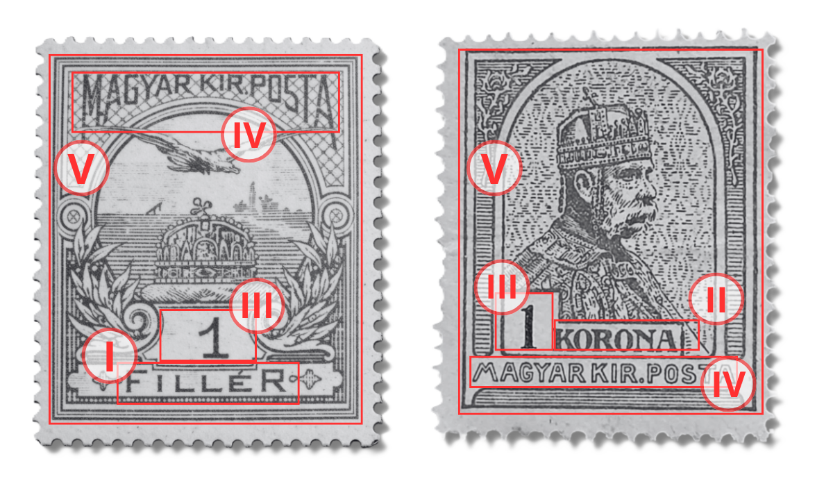 Turul hibamezők a bélyegen